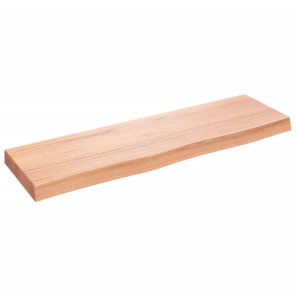 vidaXL Rustic Wall Shelf in Light Brown - Solid Oak Wood with Varnish Finish - Versatile Storage Solution for Living Room, Bedroom, Office