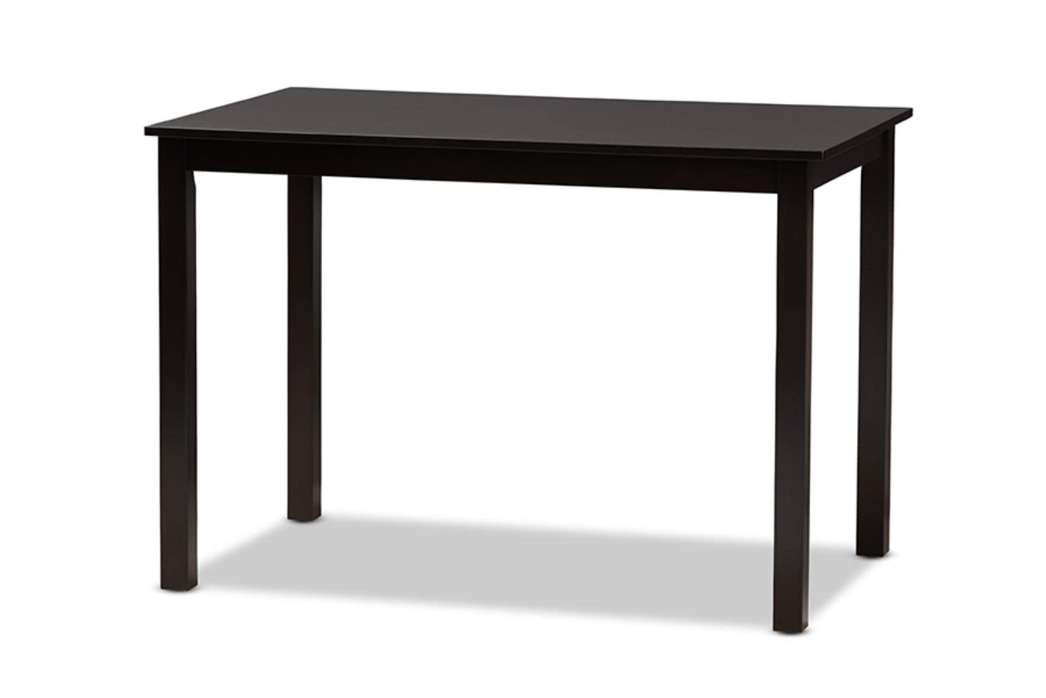 Baxton Studio Mia Modern and Contemporary Dark Brown Faux Leather Upholstered 5-Piece Dining Set Brown//Medium Wood/Contemporary/Table/Faux Leather/Solid Rubber Wood/Foam