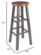 Ergode Wood Ivy Bar Stool - Rustic Teak & Gray | Farmhouse Charm | Solid Wood