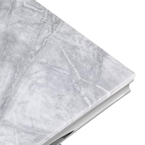 Best Master Furniture Chihiro Contemporary Grey Square Stone End Table, Silver