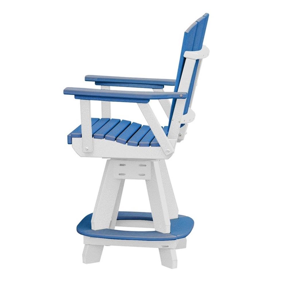 American Furniture Classics OS Home and Office Model 130-C-BW Arm Blue on a White Base Counter Height Swivel Dining Chair