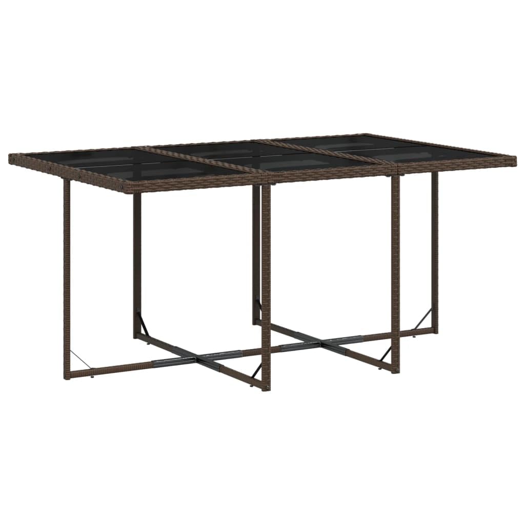vidaXL - Patio Dining Set with Cushions 11 Piece Brown Poly Rattan - Outdoor Furniture for Garden, Patio, Backyard - Includes Chairs, Stools, Table with Tempered Glass Top