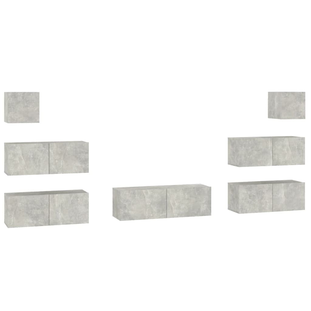 vidaXL 7 Piece TV Cabinet Set Concrete Gray Engineered Wood