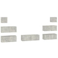 vidaXL 7 Piece TV Cabinet Set Concrete Gray Engineered Wood