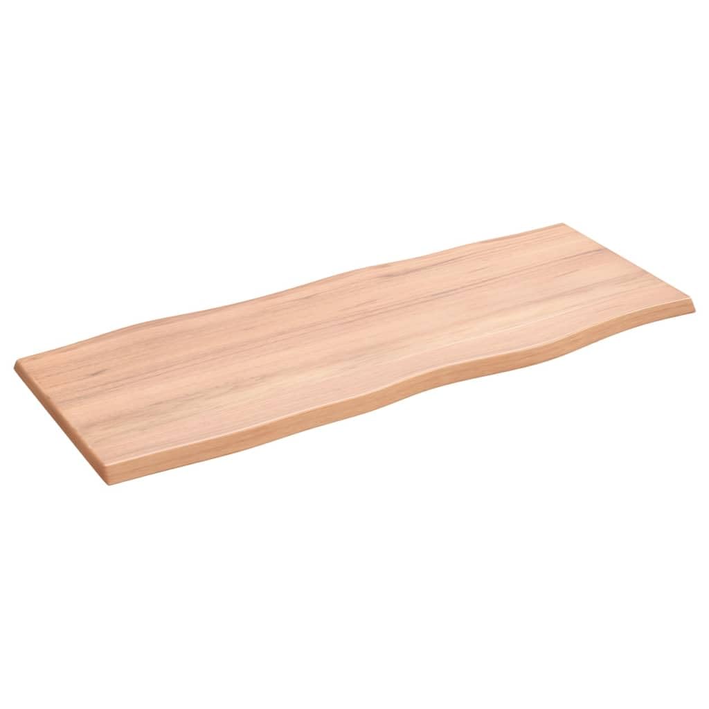 vidaXL Solid Oak Wood Table Top, Light Brown, Versatile for Home/Office Use, Live-Edge Design, Treated Surface, 39.4x15.7x0.8 Inches