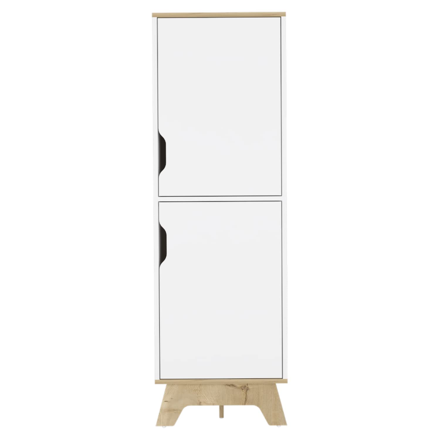 Multistorage Cabinet 59" H, 2 Doors, 4 Internal Shelves, Light Oak/White