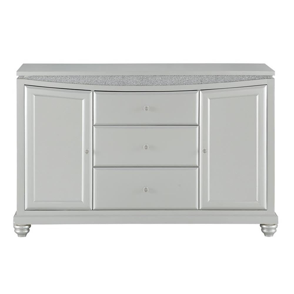 Acme Maverick 3-Drawer Wooden Server with 2 Doors in Platinum White
