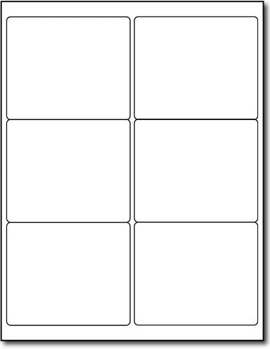 White Removable Labels - Shipping Label Size 4' X 3 1/3' - 6 Per Sheet - For Inkjet/Laser Printers - 25 Sheets / 150 Labels