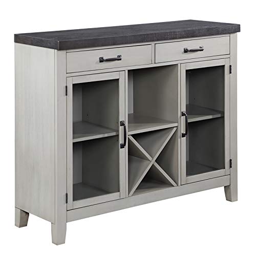 Steve Silver Hyland Stone Gray and Charcoal Wood Server