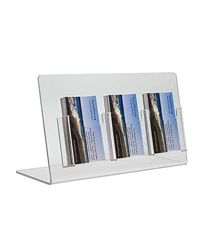 Source One Deluxe Pocket Vertical Clear Business Card Holder - Counter Top (1 Pack, 3 Pocket)