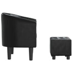 vidaXL Modern Tub Chair with Footstool in Elegant Black Faux Leather - Comfort Enhanced with Padded Seat and Backrest for Living Room, Bedroom, or Office