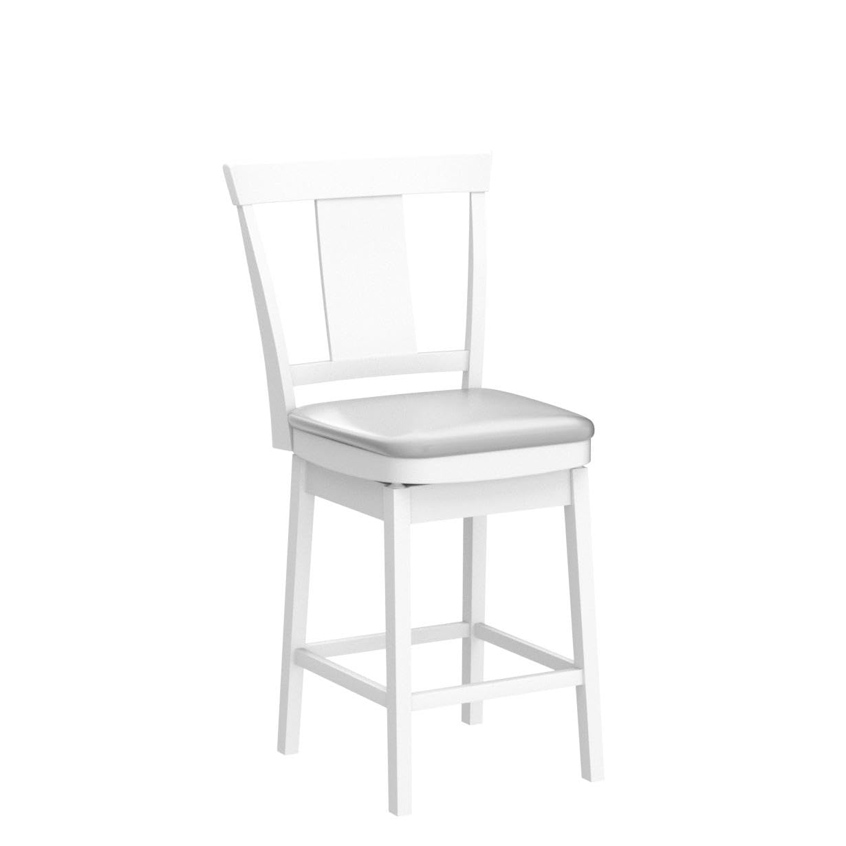 Monarch Specialties I 1233 Bar Stool, Set of 2, Swivel, Counter Height, Kitchen, Wood, Pu Leather Look, White, Grey, Transitional