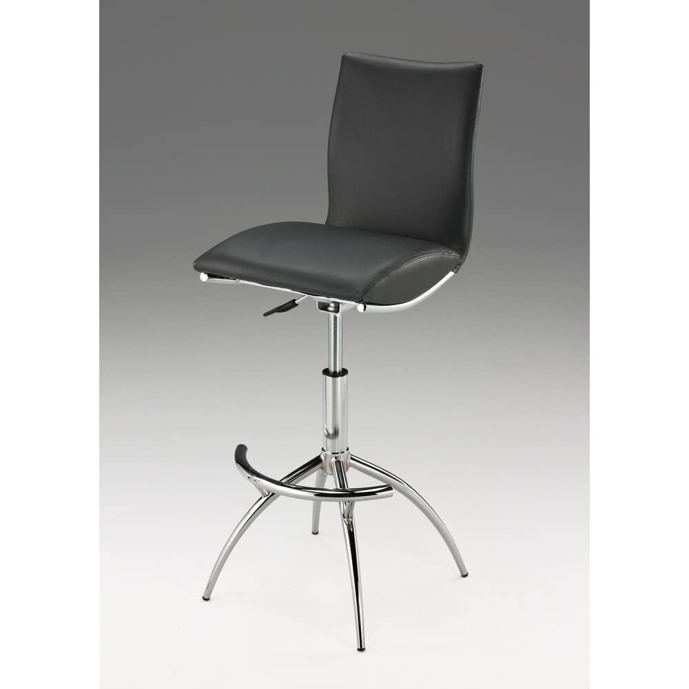 Creative Images Adjustable Swivel Faux Leather Barstool (Set of 2) Grey Poly Synthetic Fiber,Faux Leather