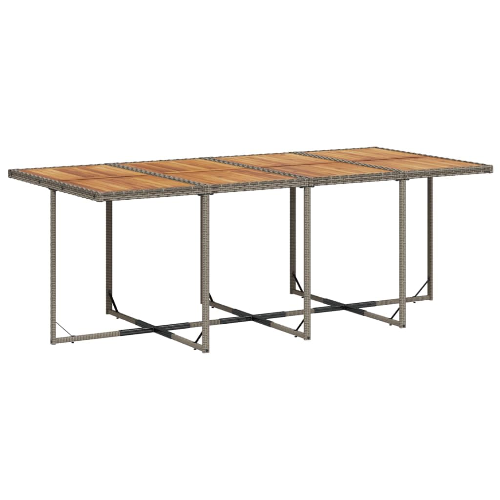 vidaXL 9-Piece Patio Dining Set - Gray Poly Rattan & Acacia Wood Table with Navy Cushions for Outdoor Garden, Backyard, Deck
