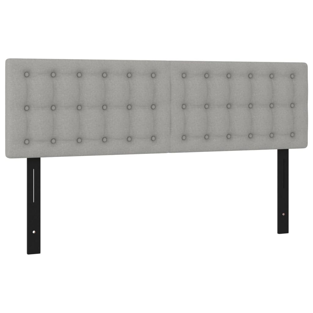 Vidaxl Classic Headboards, Set Of 2, Light Gray, Fabric And Solid Larch Wood, 28.3"X2"X30.7"/34.6", Stylish Design For Complete Bed Frame Look