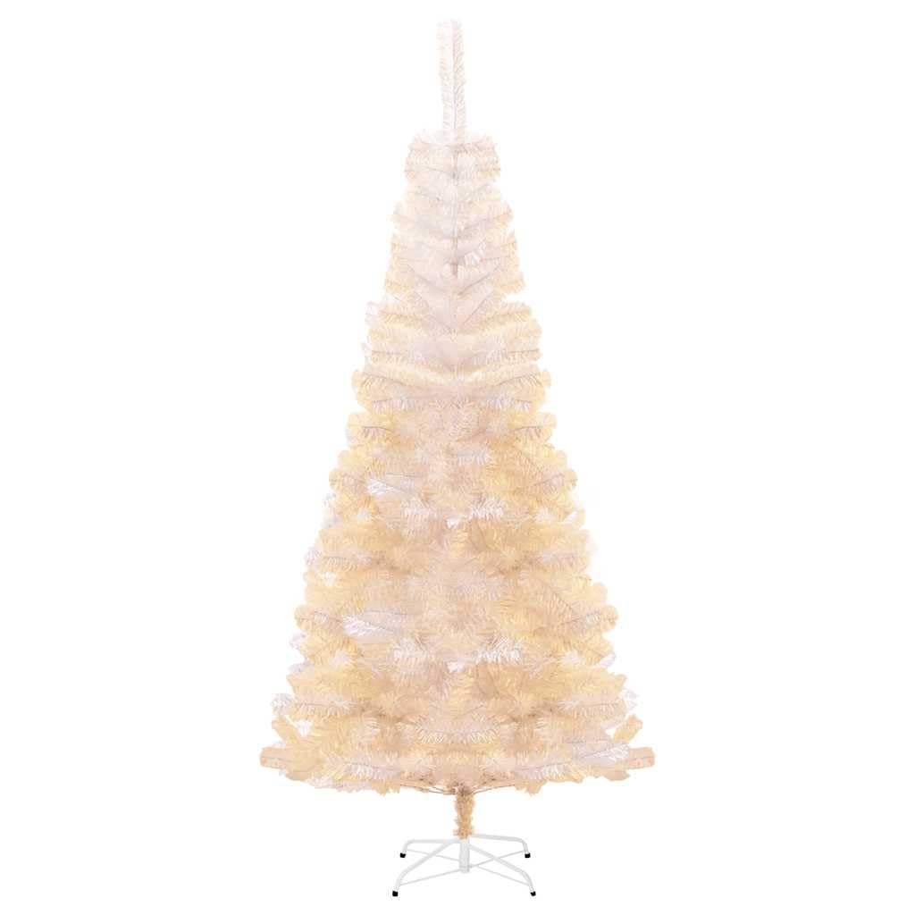 vidaXL 6ft Artificial Christmas Tree with Stand, Iridescent White Color, Lifelike PVC Branch Tips, Easy Setup for Holiday Decor