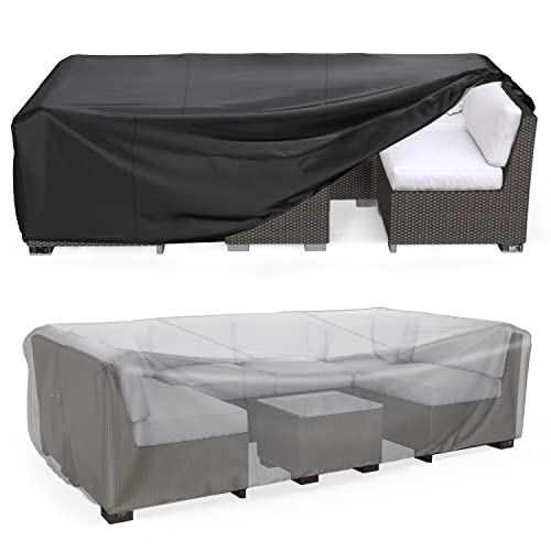 Patio Furniture Set Cover Waterproof, Mrrihand Outdoor Sectional Sofa Set Cover Heavy Duty 600D Table And Chair Set Cover 107' L×81' W×27.9' H