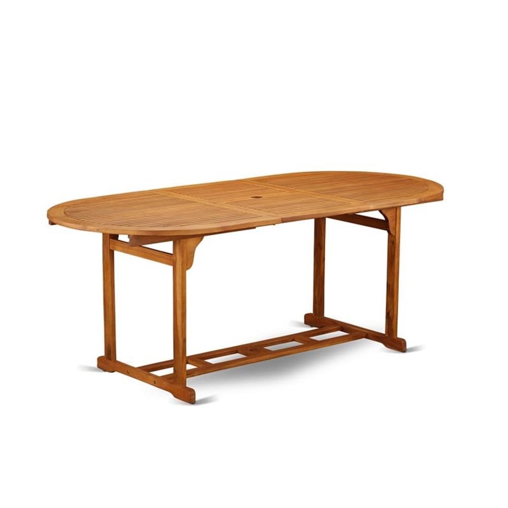 East West Furniture Bscn7Nc5N Beasley 7 Piece Patio Dining Set Consist Of An Oval Outdoor Acacia Wood Table And 6 Folding Adjustable Arm Chairs, 36X78 Inch, Natural Oil