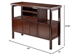 Elegant Buffet Table with Wine Racks, Shelves, and Cabinets | Walnut Finish | 46' W x 16' D x 34' H | Solid & Composite Wood | Easy Assembly