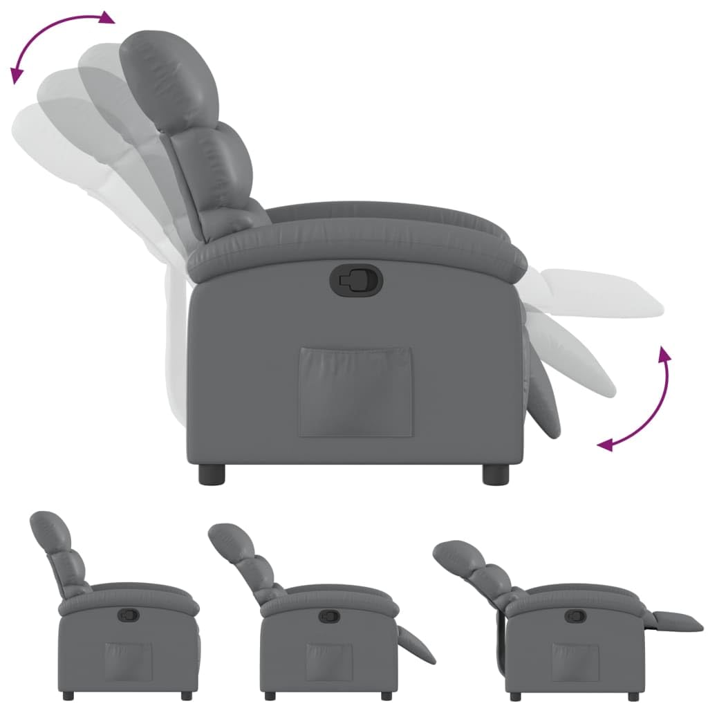 vidaXL Reclining Armchair, Seat with Armrest Back, Television Rest Armchair, Lounge Office Chair, Synthetic Leather Grey