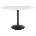 Modway Lippa 48" Oval Artificial Marble Dining Table, Black White