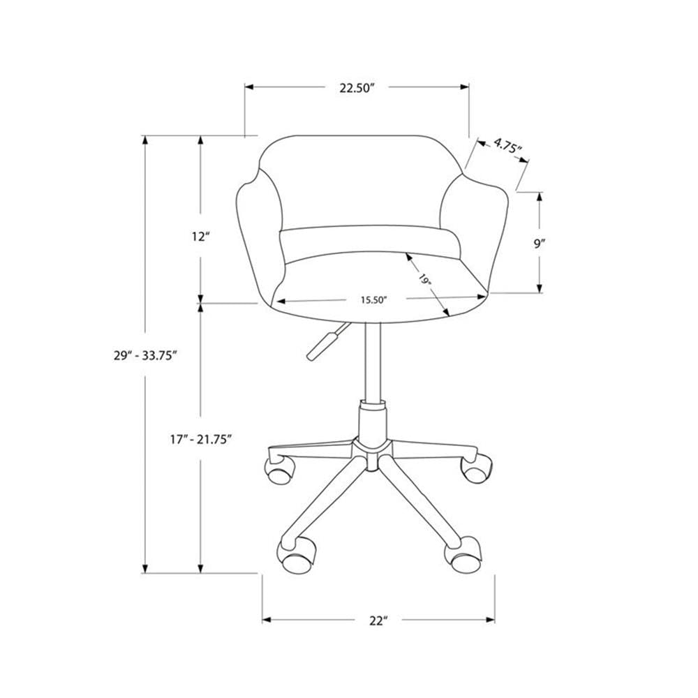 Monarch Specialties I 7298 Office Chair, Adjustable Height, Swivel, Ergonomic, Armrests, Computer Desk, Work, Metal, Pu Leather Look, Black, Chrome