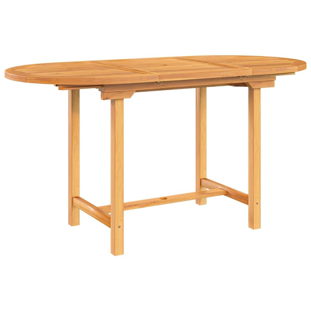 vidaXL Extendable Solid Teak Wood Patio Table 43.3"-63"x31.5"x29.5" - Weather Resistant Garden Furniture with Parasol Hole and Easy-Clean Surface