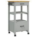 vidaXL Rolling Kitchen Trolley on Wheels - Solid Pine Wood with Ample Storage, Versatile Use for Kitchen/Bathroom/Living Room