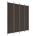 vidaXL 4-Panel Room Divider - Modern, Foldable, Freestanding, Brown, Durable Polyester Fabric and Iron, for Indoor Use, Provides