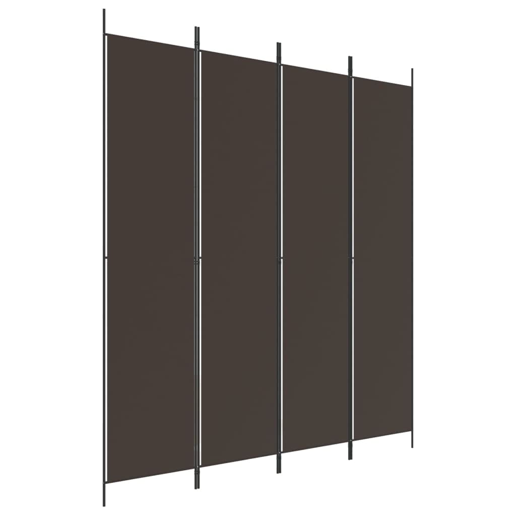 vidaXL 4-Panel Room Divider - Modern, Foldable, Freestanding, Brown, Durable Polyester Fabric and Iron, for Indoor Use, Provides