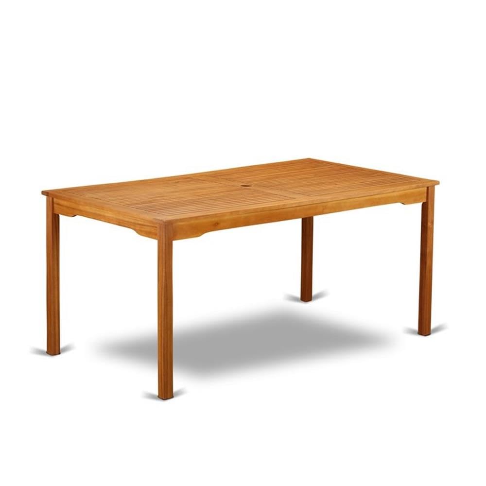 East West Furniture Cmcm5Cwna 5 Piece Outdoor Patio Dining Sets Includes A Rectangle Acacia Wood Table And 4 Folding Side Chairs, 36X66 Inch, Natural Oil