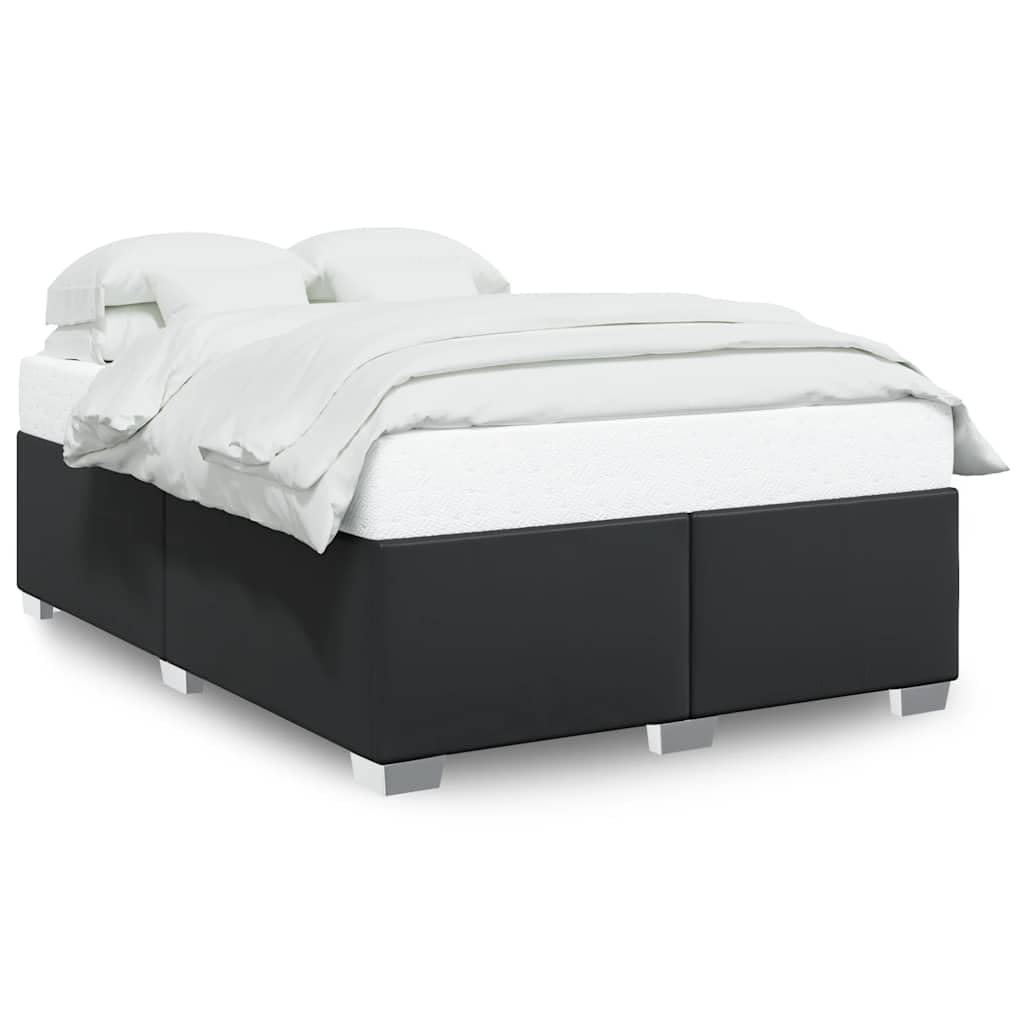 vidaXL Faux Leather Bed Frame - Queen Size Black - Sturdy Pine & Plywood Structure - Sleek Upholstered Modern Bedstead for Bedroom