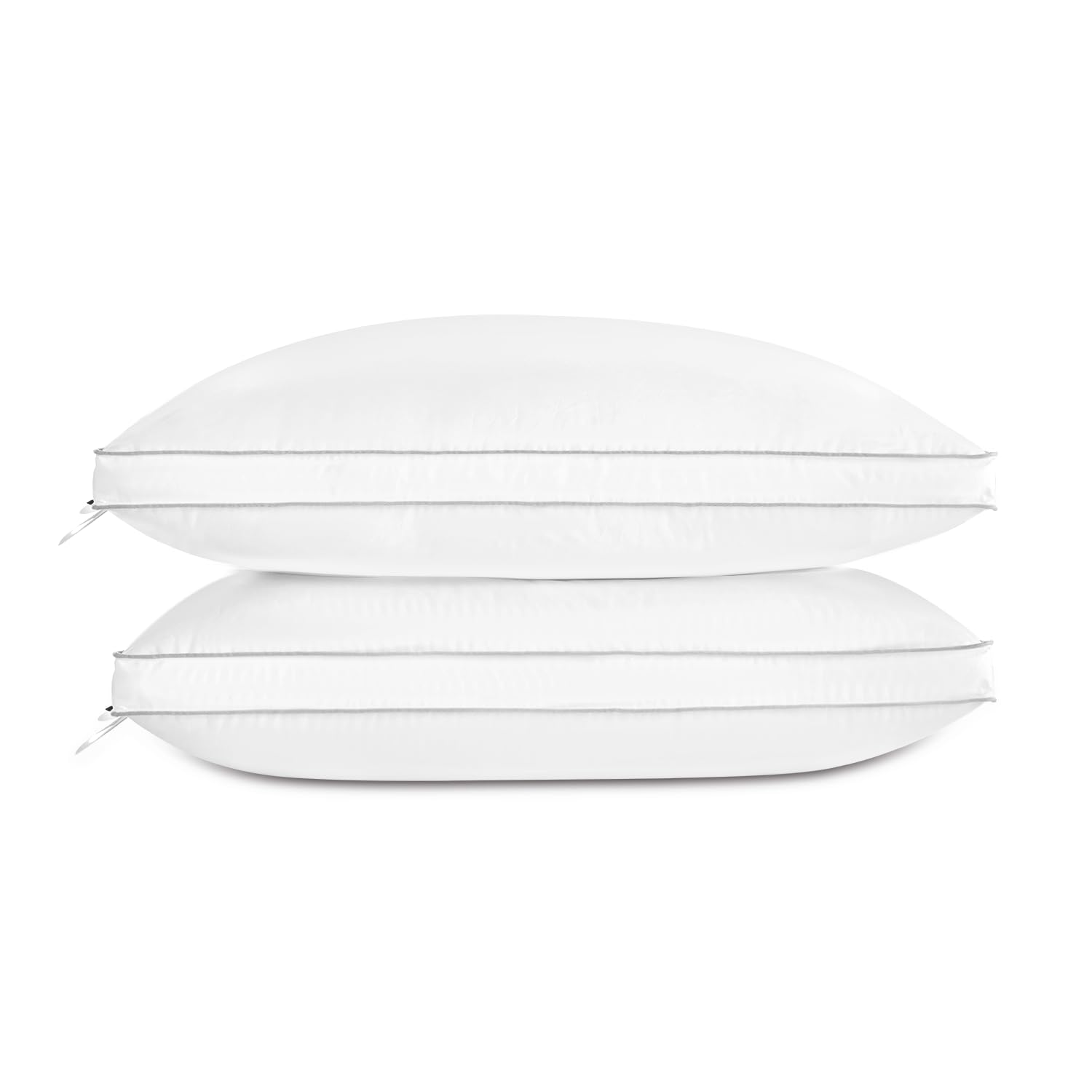 Globon Luxury Feather Down Pillow Standard Queen Size For Sleeping, Hotel Collection Fluffy Pillow, Medium Gusseted Bed Pillows,