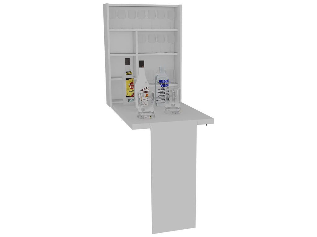 DEPOT E-SHOP Toscana Wall Foldable Table with 7 Shelves, White