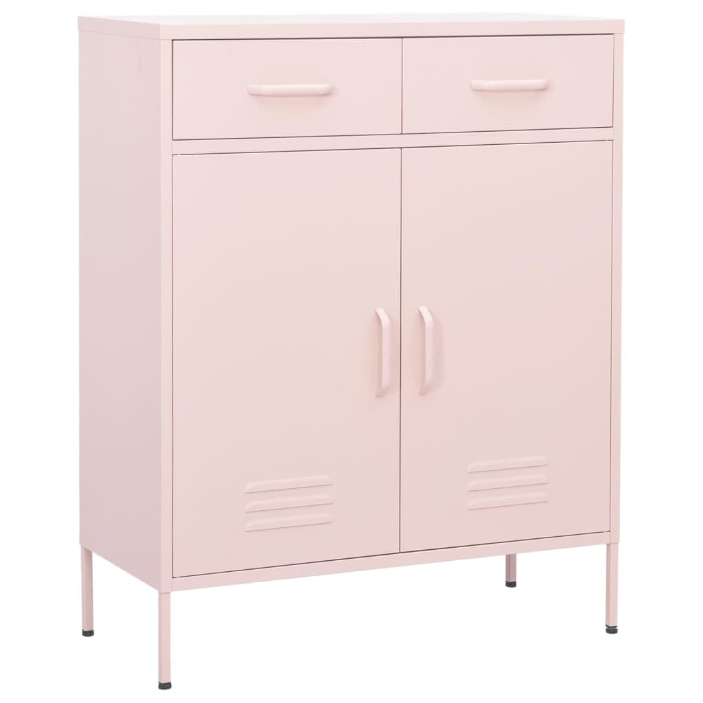 vidaXL Industrial Storage Cabinet - Robust Steel Construction, Pink, 2-Door, 2-Drawer, 40" Height