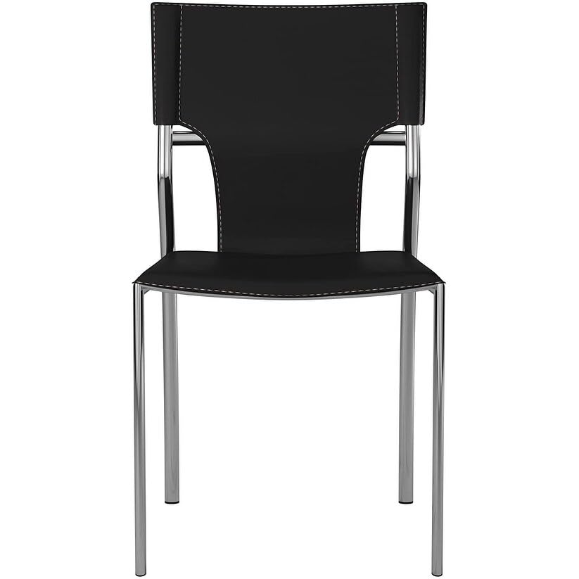 Creative Images Dining Leather with Protective Coating Chair, Chrome Legs, Set of 4 Solid Back Dining Chairs White N/A Leather