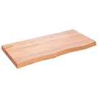 vidaXL Solid Oak Wood Wall Shelf - Light Brown Rustic Style Handmade Live Edge Shelf with Durable Varnished Finish - Versatile Use as Desk, Cabinet, Table Top
