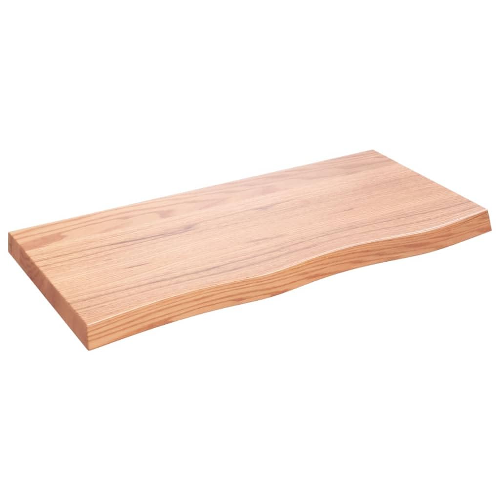 vidaXL Solid Oak Wood Wall Shelf - Light Brown Rustic Style Handmade Live Edge Shelf with Durable Varnished Finish - Versatile Use as Desk, Cabinet, Table Top