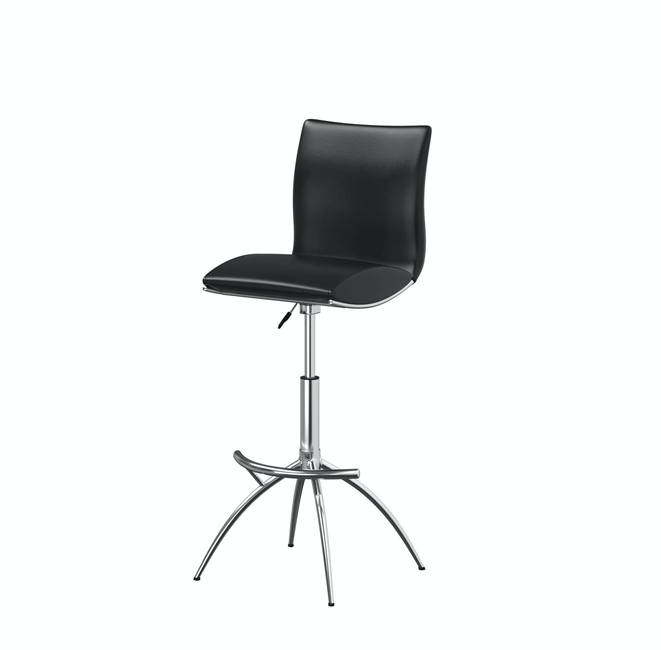 Neos Modern Furniture Set of 2 Height Adjustable Swivel Leatherette Bar Stool with Cushion and Gas Lift, Black