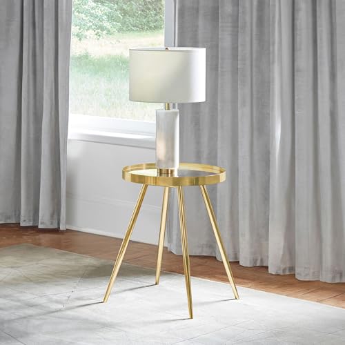 Coaster Kaelyn Mid-Century Metal Round Mirror Top End Table Gold