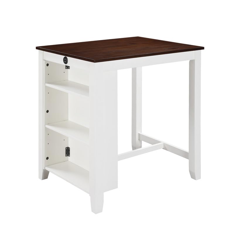 LILOLA LIVING Graham 3-Piece White Finish Small Space Counter Height Dining Table with Shelves and 2 Chairs