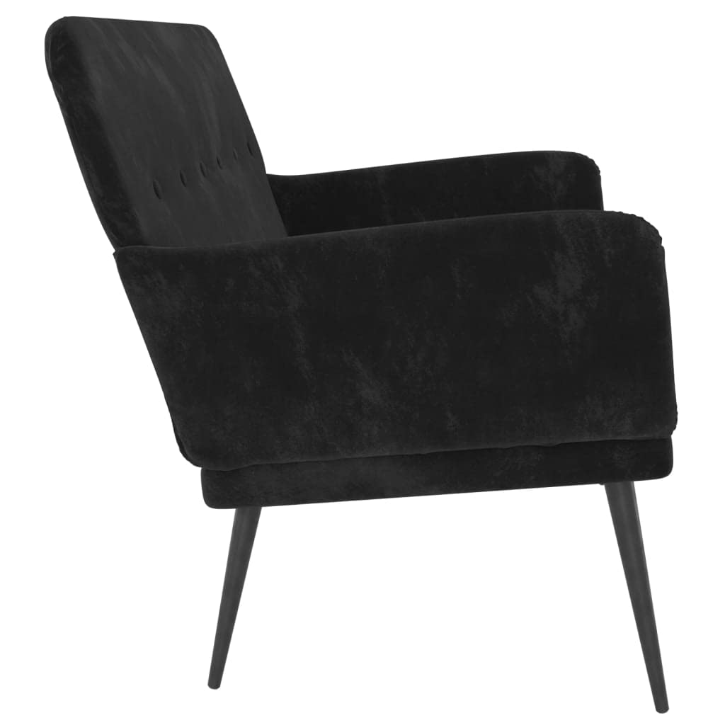 vidaXL Black Velvet Loveseat Bench - Upholstered Metal/Plywood Frame with Armrests for Living Room, Lounge Seating, Home Decor