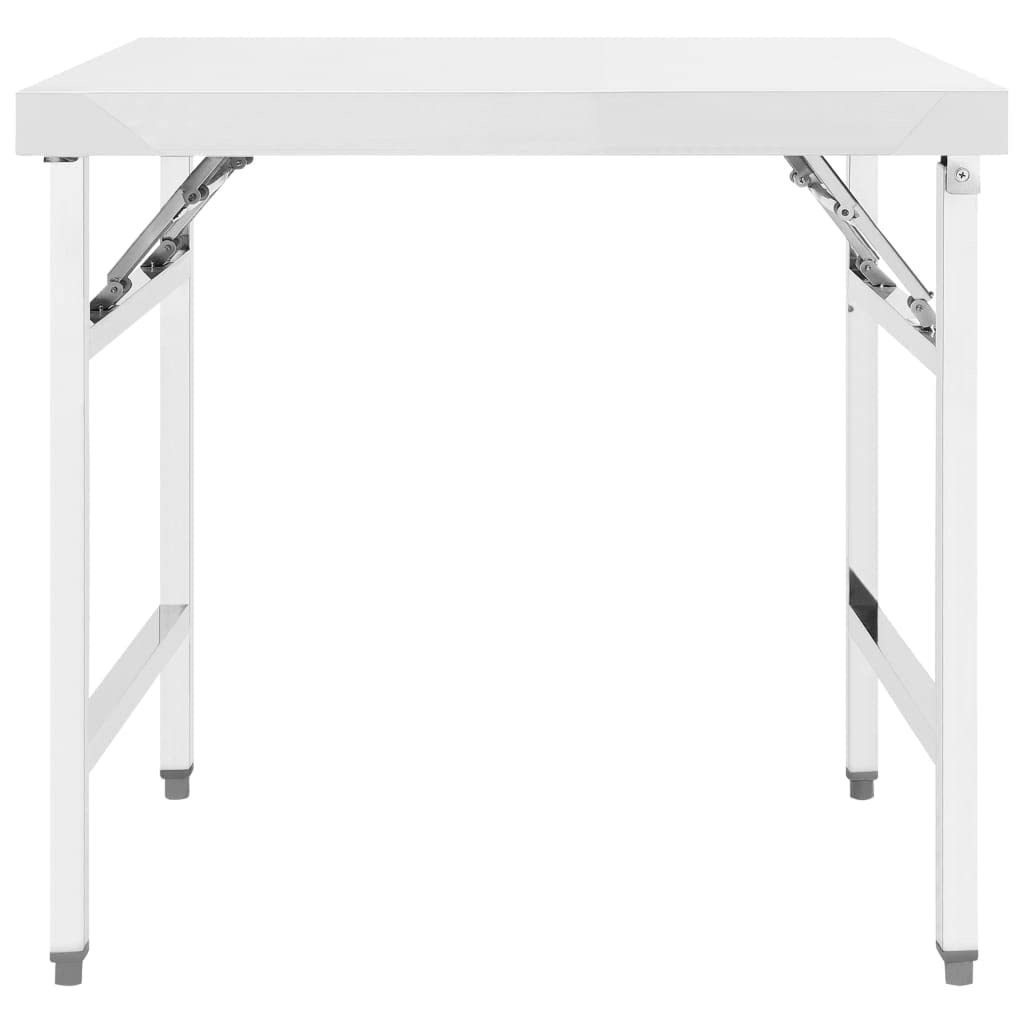 vidaXL Stainless Steel Folding Gastronomy Worktable - 34"x24"x32", Foldable, Easy to Clean, for Commercial Kitchens, Bars, Restaurants, Schools