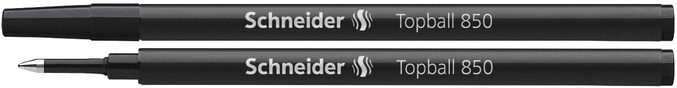 Schneider Topball 850 Rollerball Refill, 0.5 Mm, European Size, Black Ink, Box Of 10 Refills (8501)