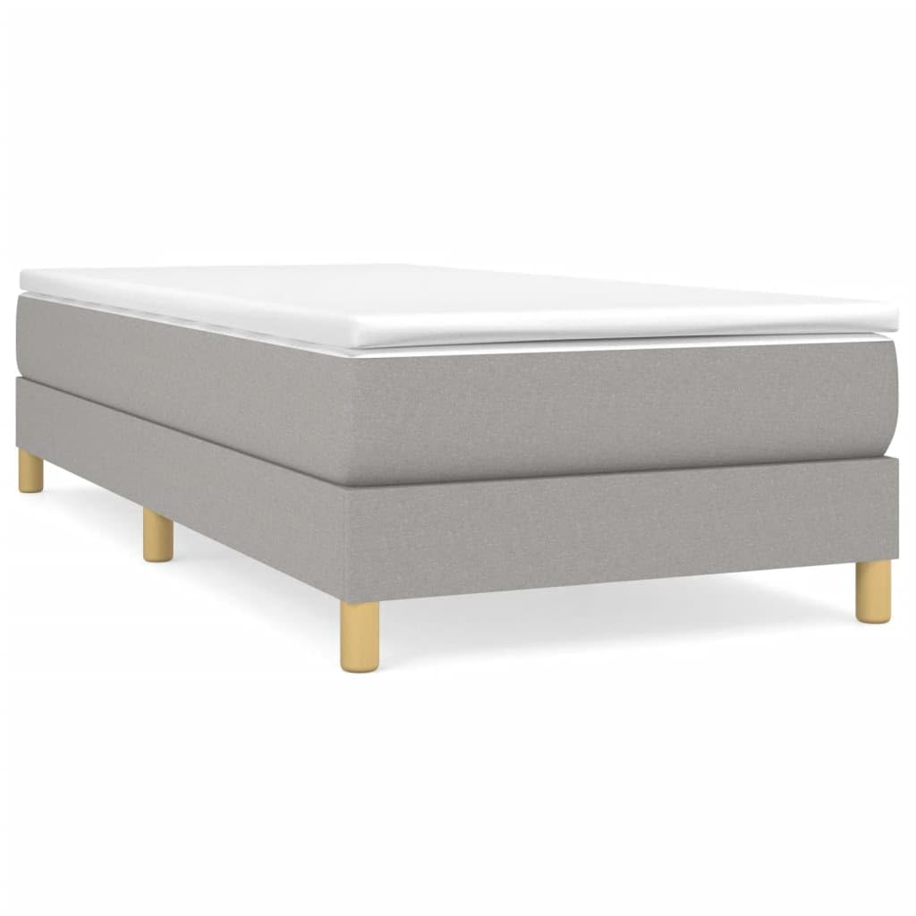 vidaXL Fabric Single Box Spring Bed Frame - Twin XL, 39.4"x79.9" - Durable & Stylish Light Gray Bedroom Furniture - Comfortable, Easy Assemble