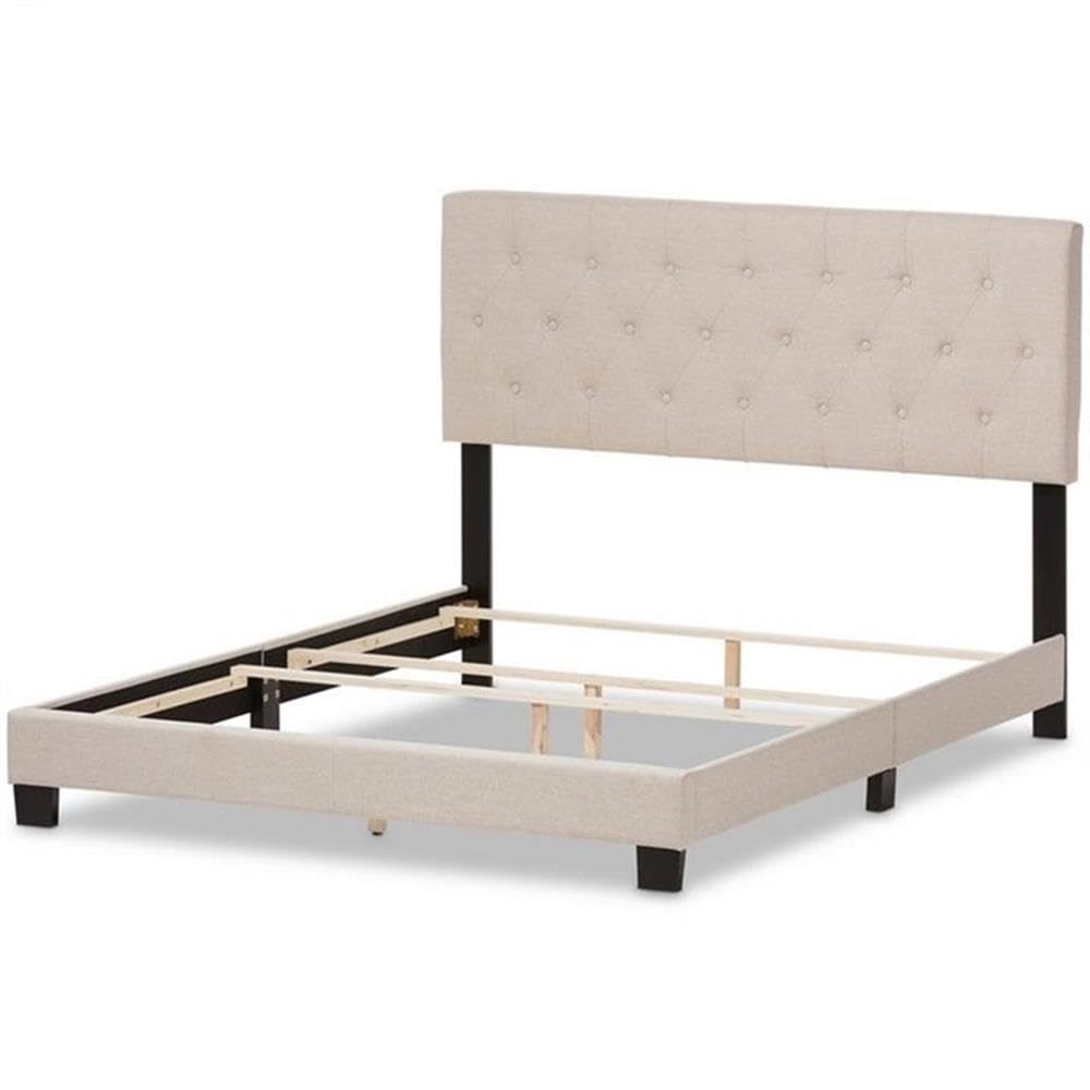Baxton Studio Cassandra Modern and Contemporary Light Beige Fabric Upholstered Full Size Bed