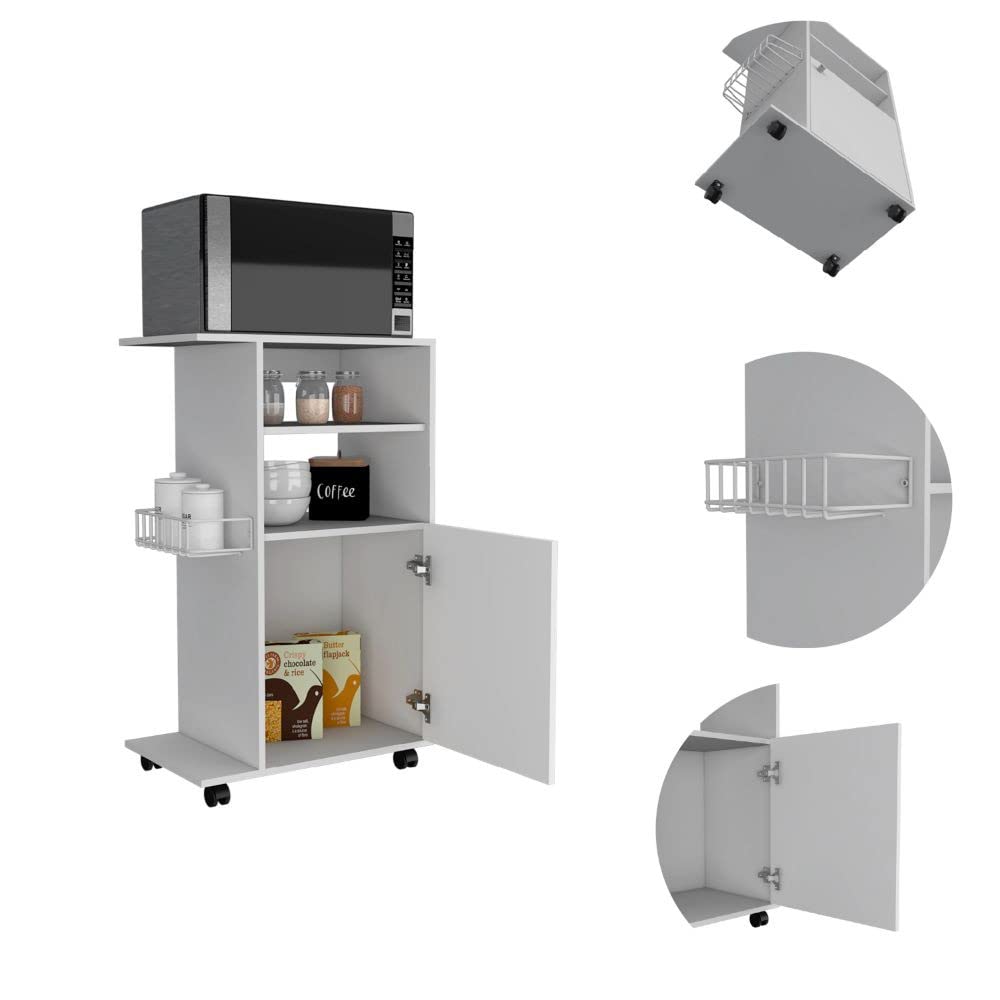 HomeRoots Contemporary White Rolling Kitchen Cart