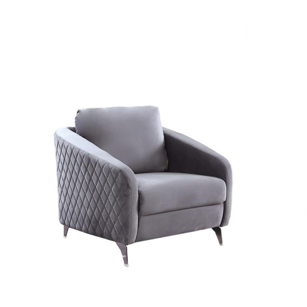 Lilola Home Sofia Gray Velvet Fabric Sofa Loveseat Chair Living Room Set