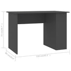 vidaXL Engineered Wood Desk - Multipurpose Gray Workstation with 2 Shelves for Organized Storage, Easy-to-Clean, Modern, Sleek Office/Study/Home Computer Desk