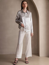 [Light Gray] SilkSilky  Long Sleeve Lapel Collar Women's Shirts 006